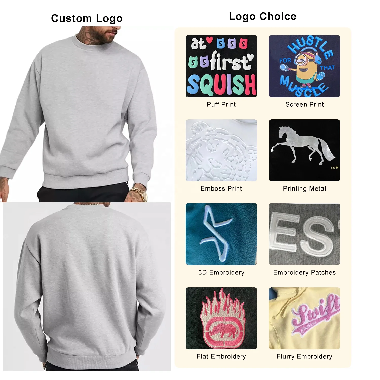 JL1121D Plain Sweatshirts Crew Neck Embroidery Sweatshirt Men’s Hoodies Sweatshirts Black Jumper for Men