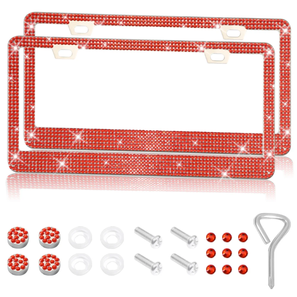 USA Stone Diamond Rhinestone Crystal Bling License Plate Frame