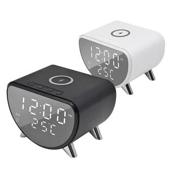 15W Fast Wireless Charging Stand Station 3-in-1 Magnetic Phone Charger with  Mirror Lamp Alarm Clock Touch Control Thermometer