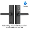 TTlock BLE+ลายนิ้วมือ + รหัสผ่าน + บัตร + กุญแจ