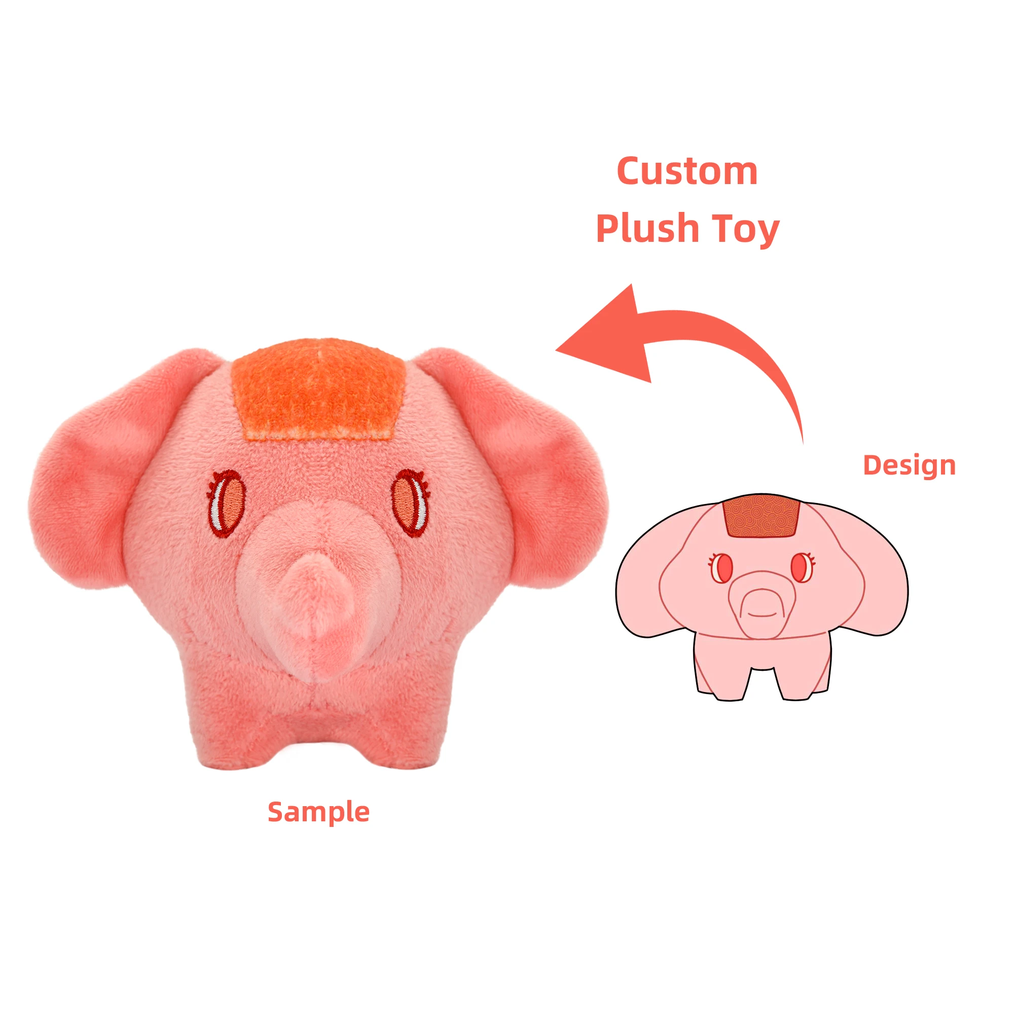 Plushie Manufacturer Custom Stuffed Red Elephant Plush Toy Mini Elephants with Big Ears