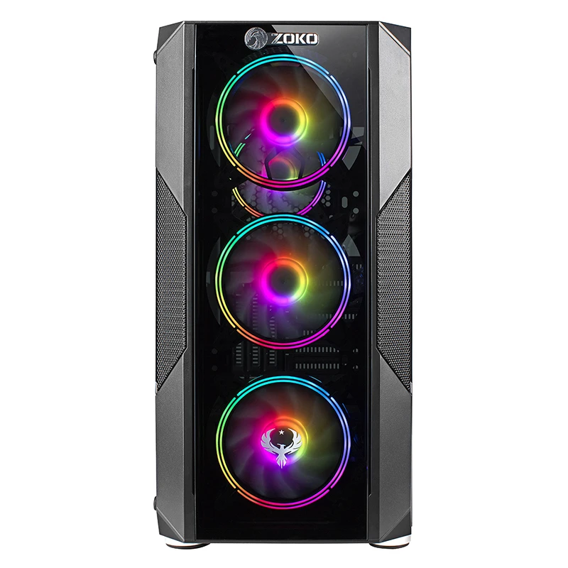 High Quality Computer Box Glass PC Case Desktop Stock Computer Case White Plastic Cpu Hard Plastic ATX Computer Case Mid Tower