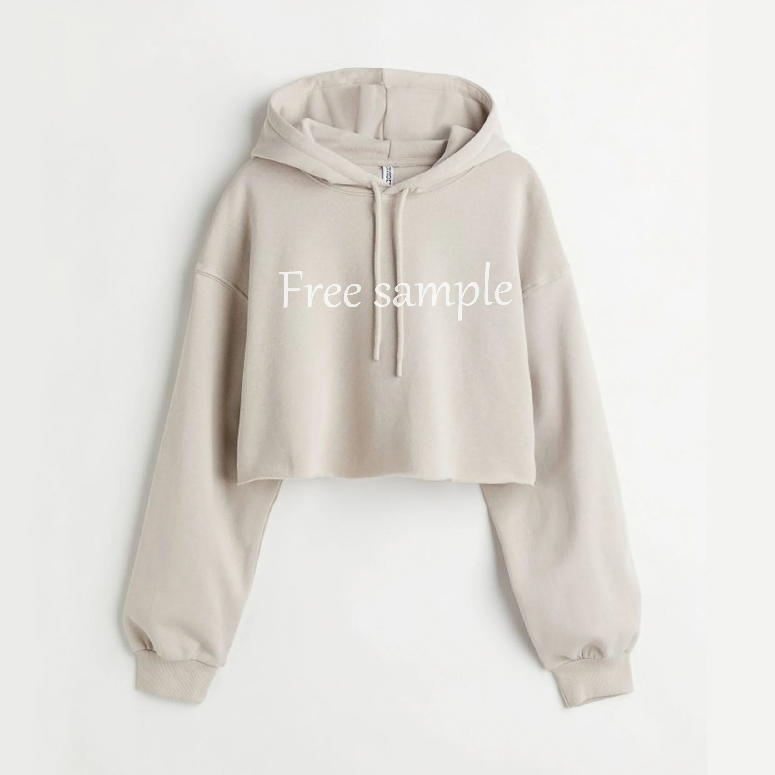 New Trendy 100% Pima Cotton Fleece Custom logo Design High Quality Blank  Women Long Sleeve Drop Shoulder Crop Top Hoodie