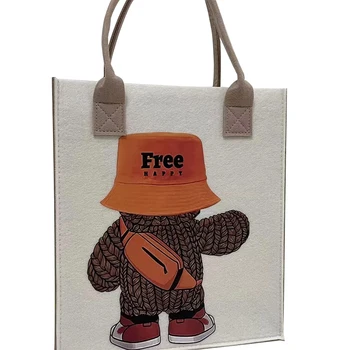 New Design Eco Friendly Fashion Customized Logo Hand Bags Ladies Protective Multi-Functional Felt Holding Handbag for Tote Bag