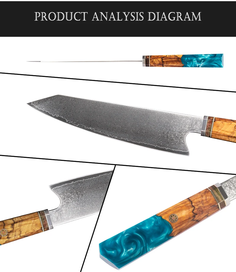 Hand Made Real 8cr13 Damascus Knife 67 Layers Damascus Steel Kitchen