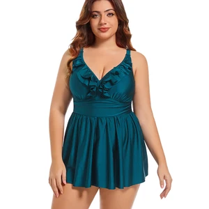 Premium Quality Women's Shiny 2-Piece Tankini Swimwear Plus Size Print Pattern Deep V Neck Removable Padded Quick Dry 2 Piece