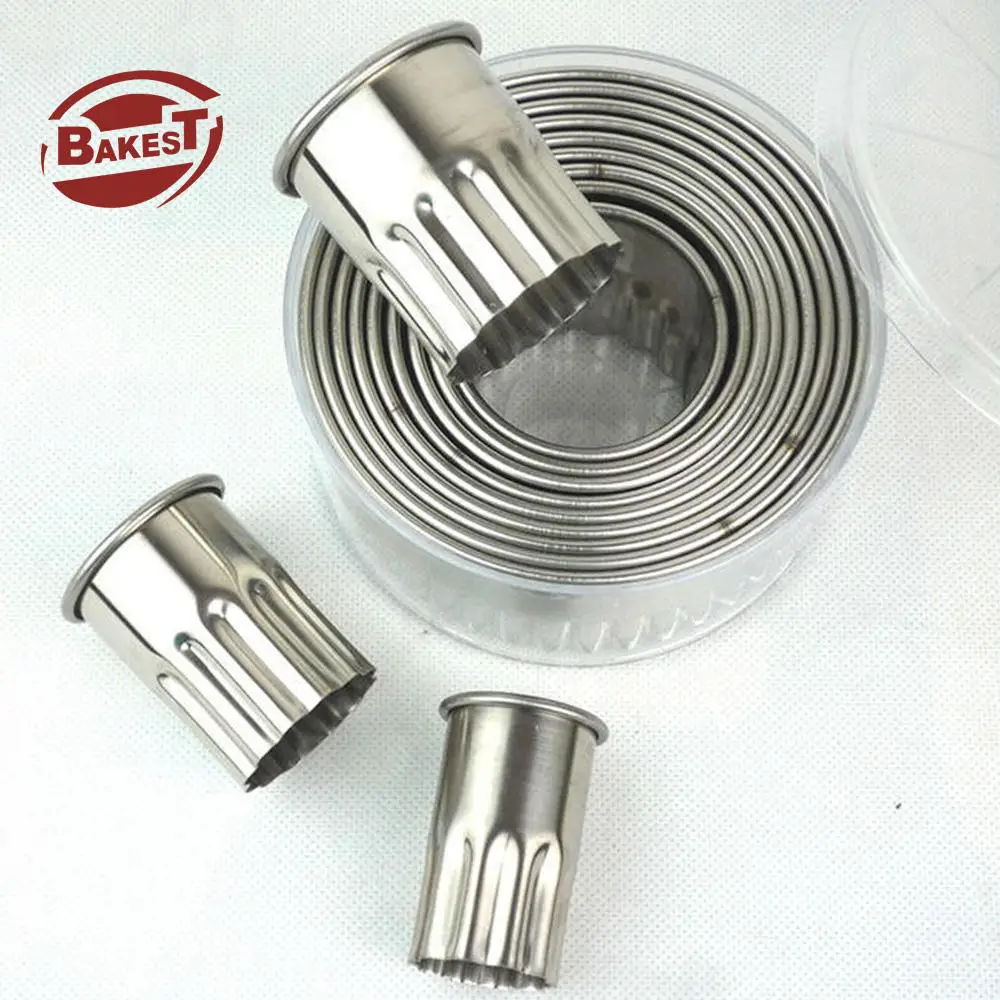 Baking 12Pcs Different Mold Stainless Steel Round Smooth Embossed Biscuit Decoration Cookie Cutter Set Cake Ring