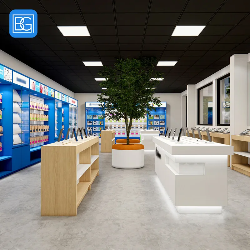 Customized Mobile Phone Shop Design Display Counter Oppo Mobile Counter Mobile Phone Display Mobile Shop Counter With Led