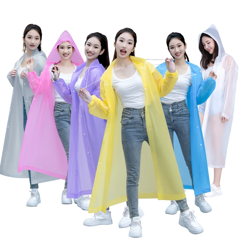 Casual Adult Outdoor EVA Disposable Raincoats Quick Dry Hiking & Fishing Gear Plus Size Plastic rain coatfor Travel Girls