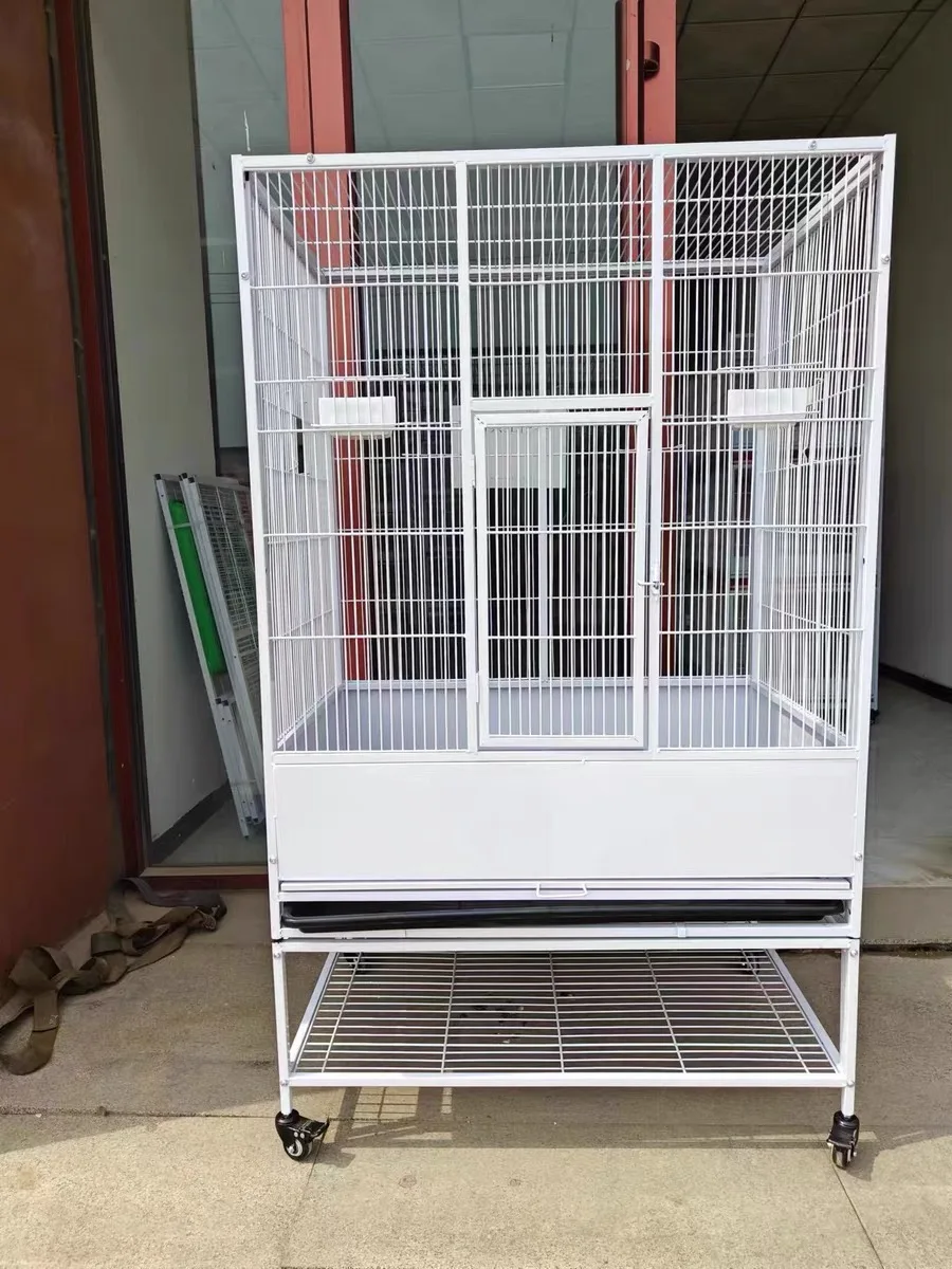 View of Very Large White Outdoor Parrot Cage & Bird Aviary - Customizable Oem