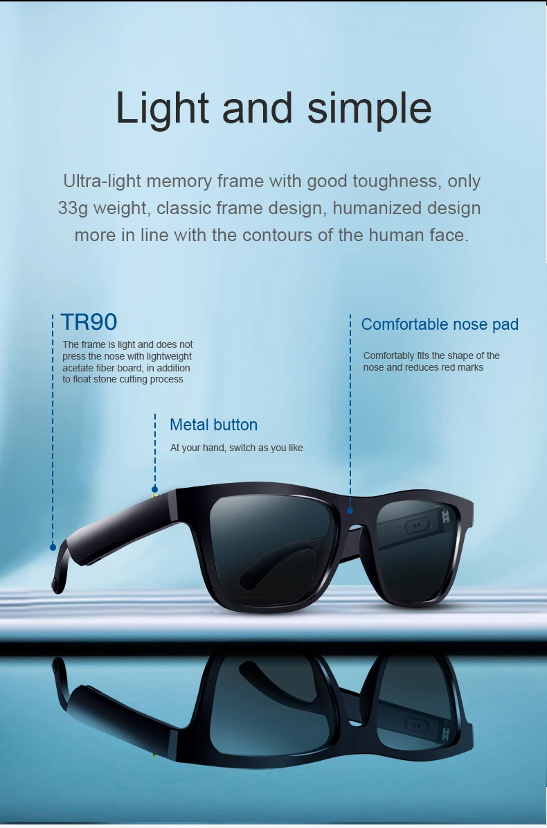 TD-E10 Directional Audio Speaker Smart Sports Stereo Sound Music Wireless Blue-tooth Glasses