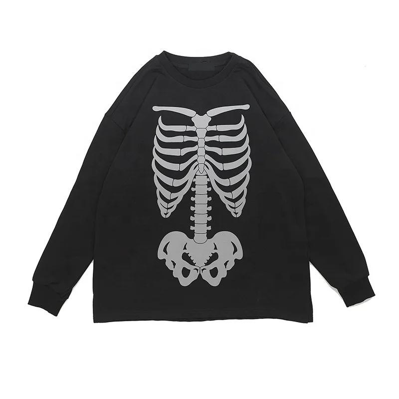 black og skeleton moletom com capuz