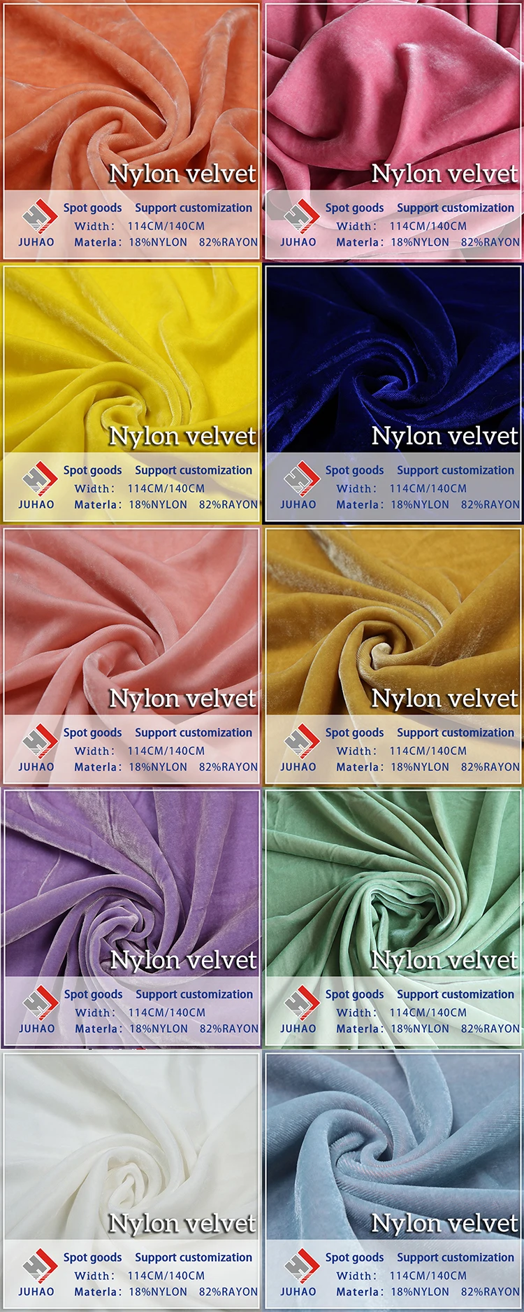 140cm Luxury Nylon Rayon Velvet Plain Dyed Imitation Silk Velvet ...