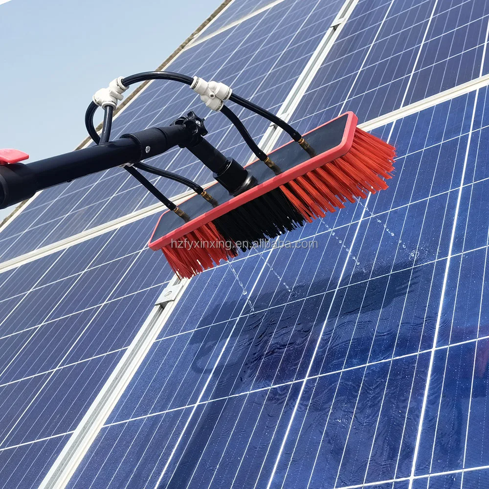 Custom Long Water Fed Pole Solar Panel Brush Outdoor Telescopic High Reach Window Cleaning Pole Extendable Cleaner Tool for Roof