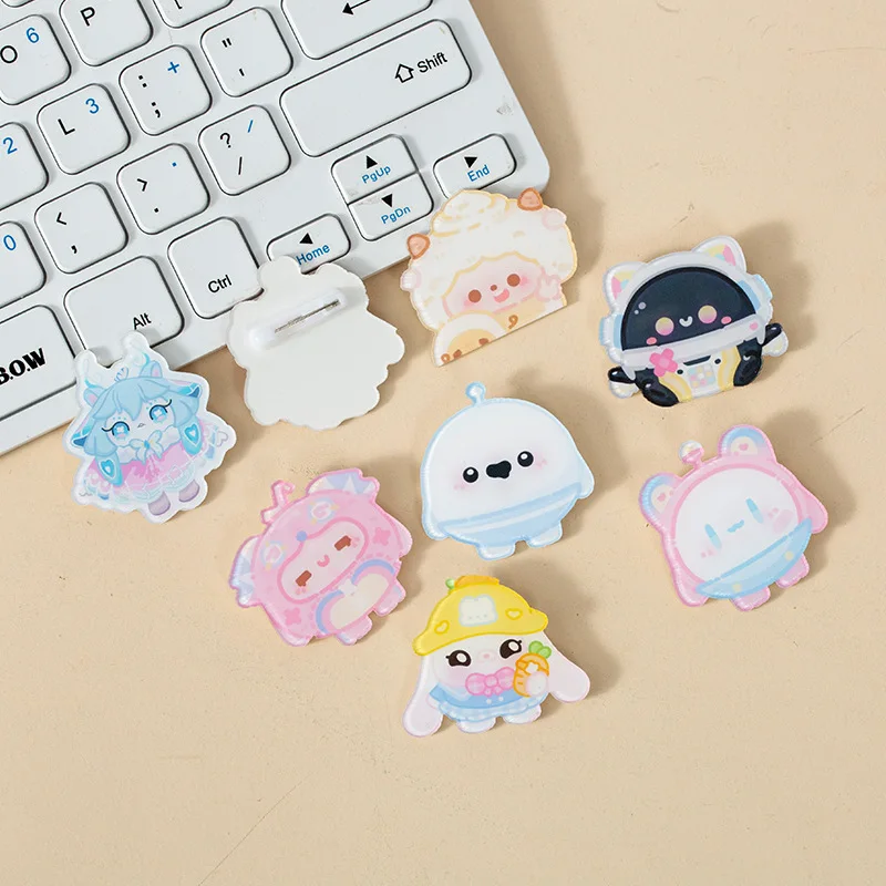 Hot selling popular cute game characters EggyParty cartoon custom design acrylic badge pins for schoolbag decoration manufacture