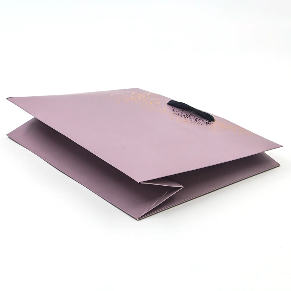 OPACK Custom Colored M-Shaped Japanese Bottom Fold Paper Bags Recyclable Shopping Handbag with Ribbon Accessory Personalize Logo