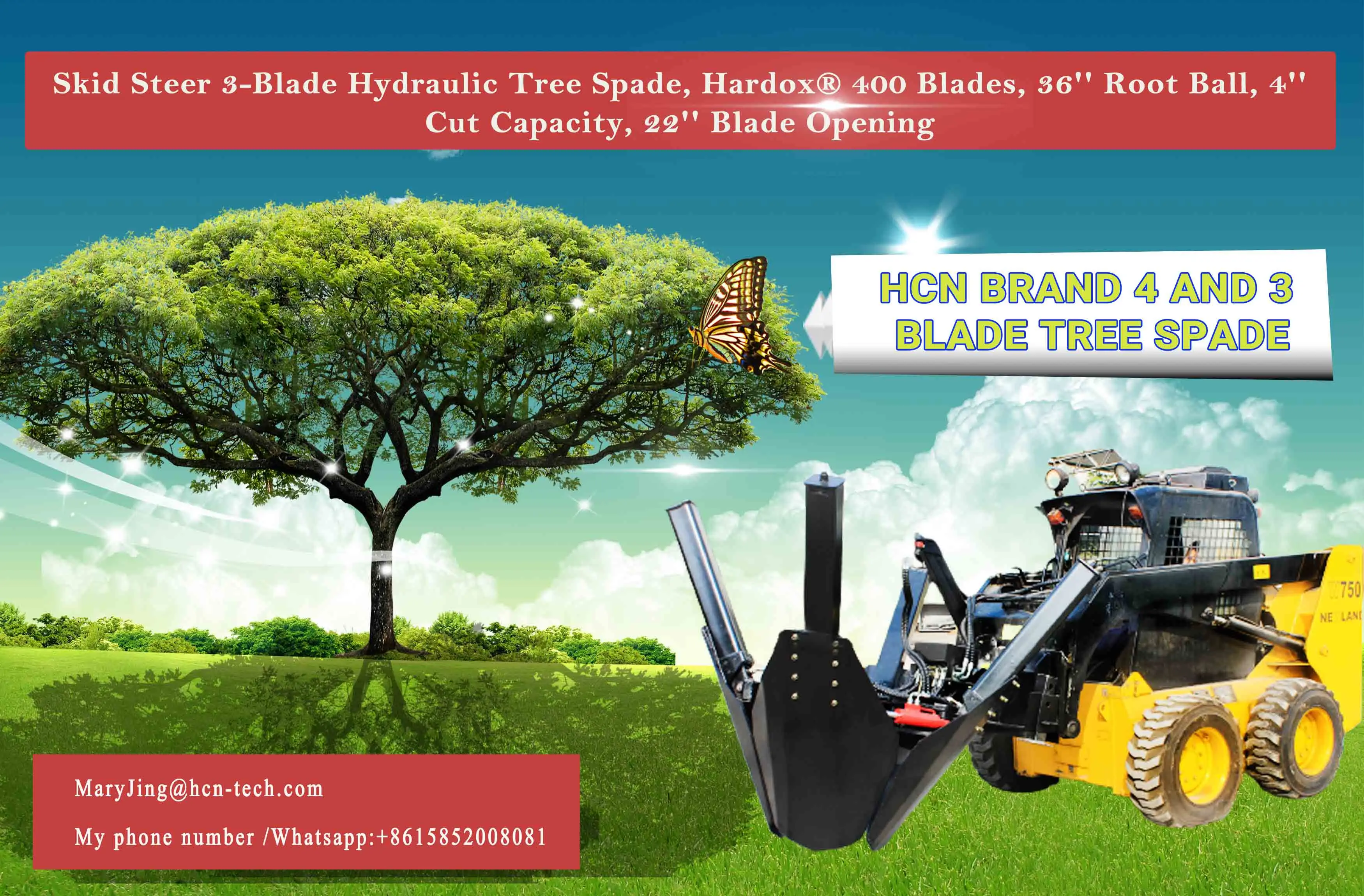 Tree Spade Tree Transplanting Removal Machine Skid Steer Attachments
