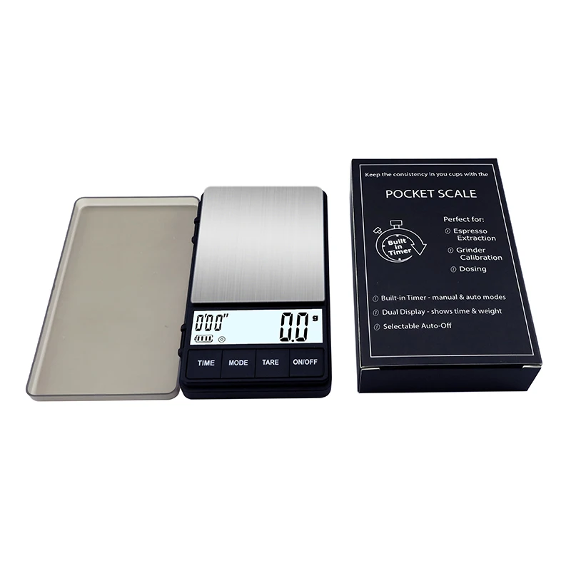 pocket Small Coffee Scale with Timer 1000 x 0.1g Digital Gram Scale Large  LCD Screen Espresso Scale Tare Function Kitchen Tools