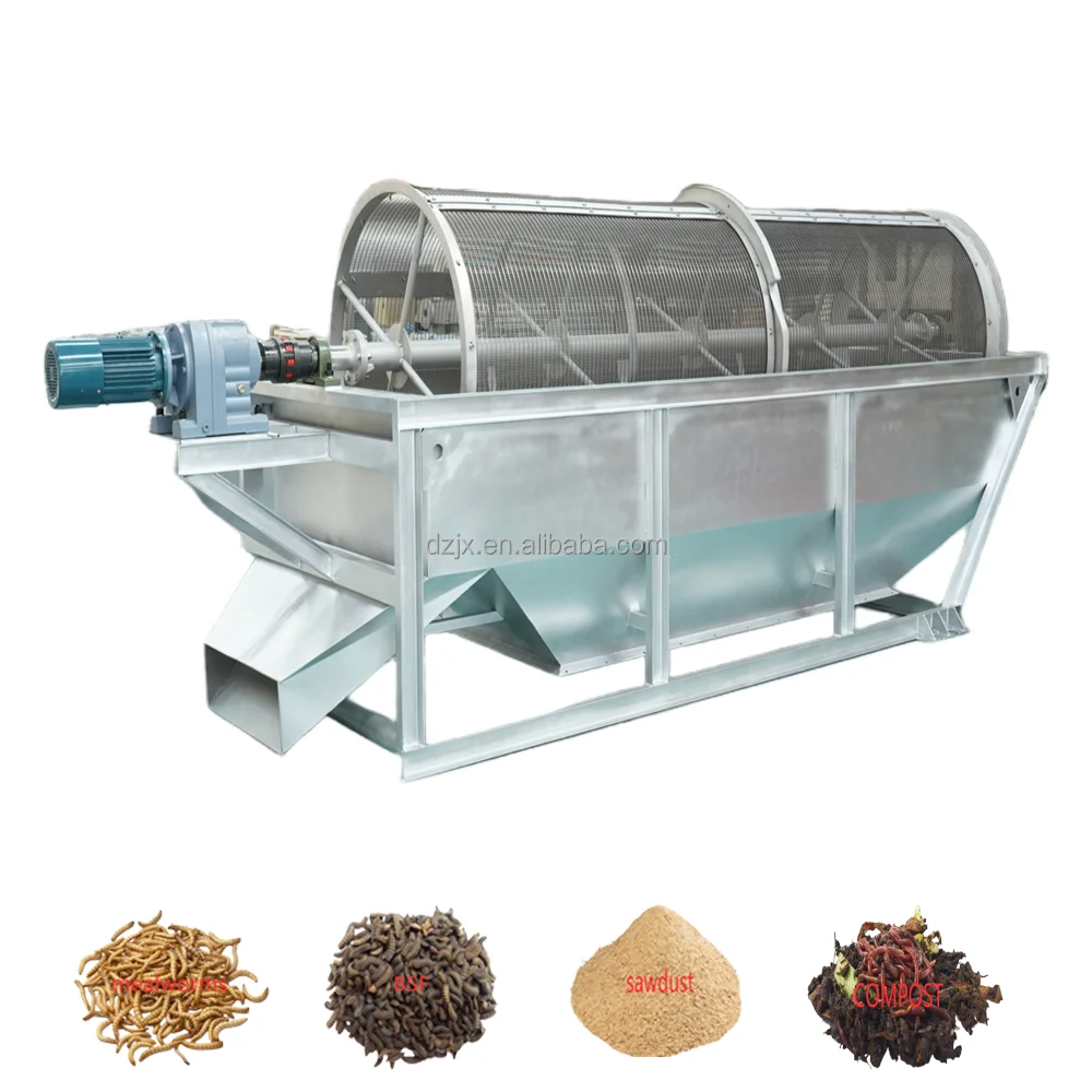 DZJX Rotary Screens Sieve for Compost/composteur Rotatif Vibrating Screen Sieving Machine/mini Trommel Black Solid Fly Drum