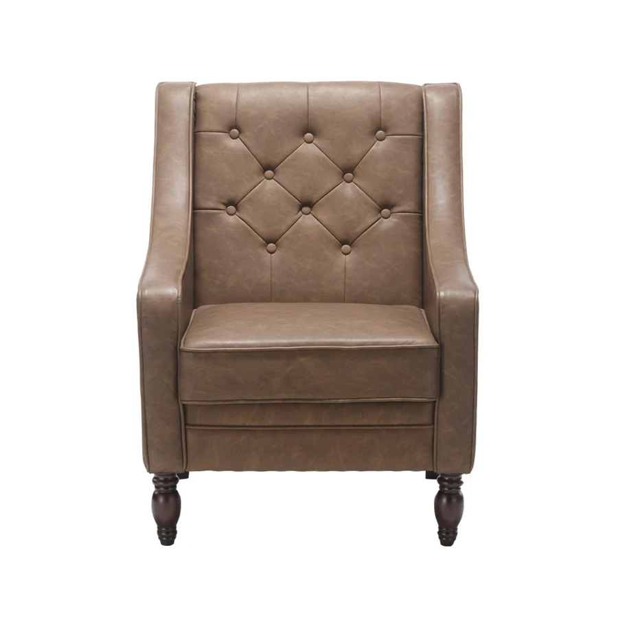 Carlford Oem Simple Pu Leather Brown Accent Chair For Living Room Chair Buy Accent Chair