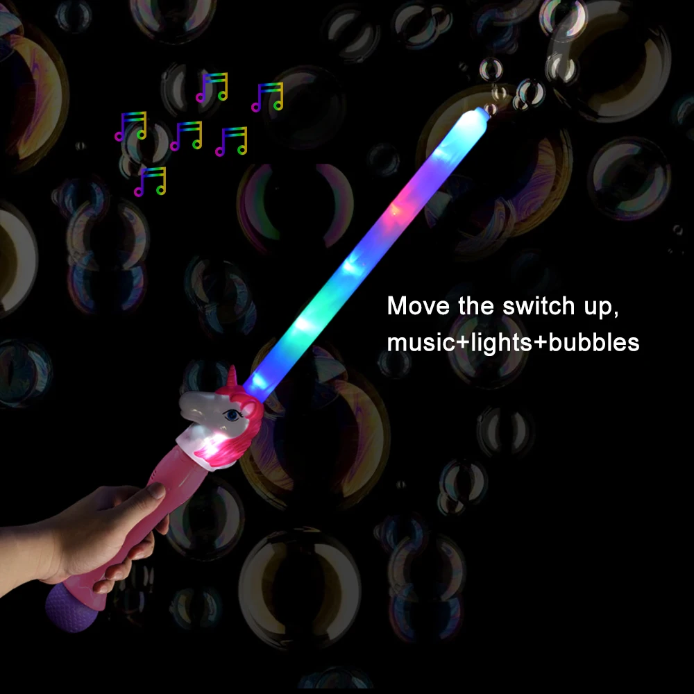 Wholesale LED Unicorn Light Swords with One Bottle of Bubbles Glow in the Dark Cosplay Sword for Kids Christmas New Year Party
