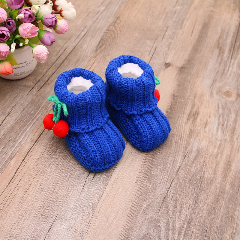 New design winter warm fleece double layer newborn baby crochet shoes