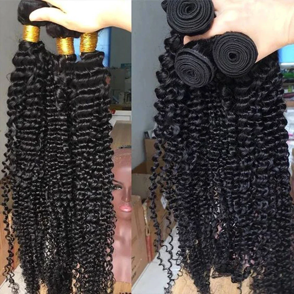 Peruaanse Kinky Curly Human Hair Bundels Extensions 100g Natuurlijke Kleur 1/3/4Pcs 8-32 Inch_voghion.com