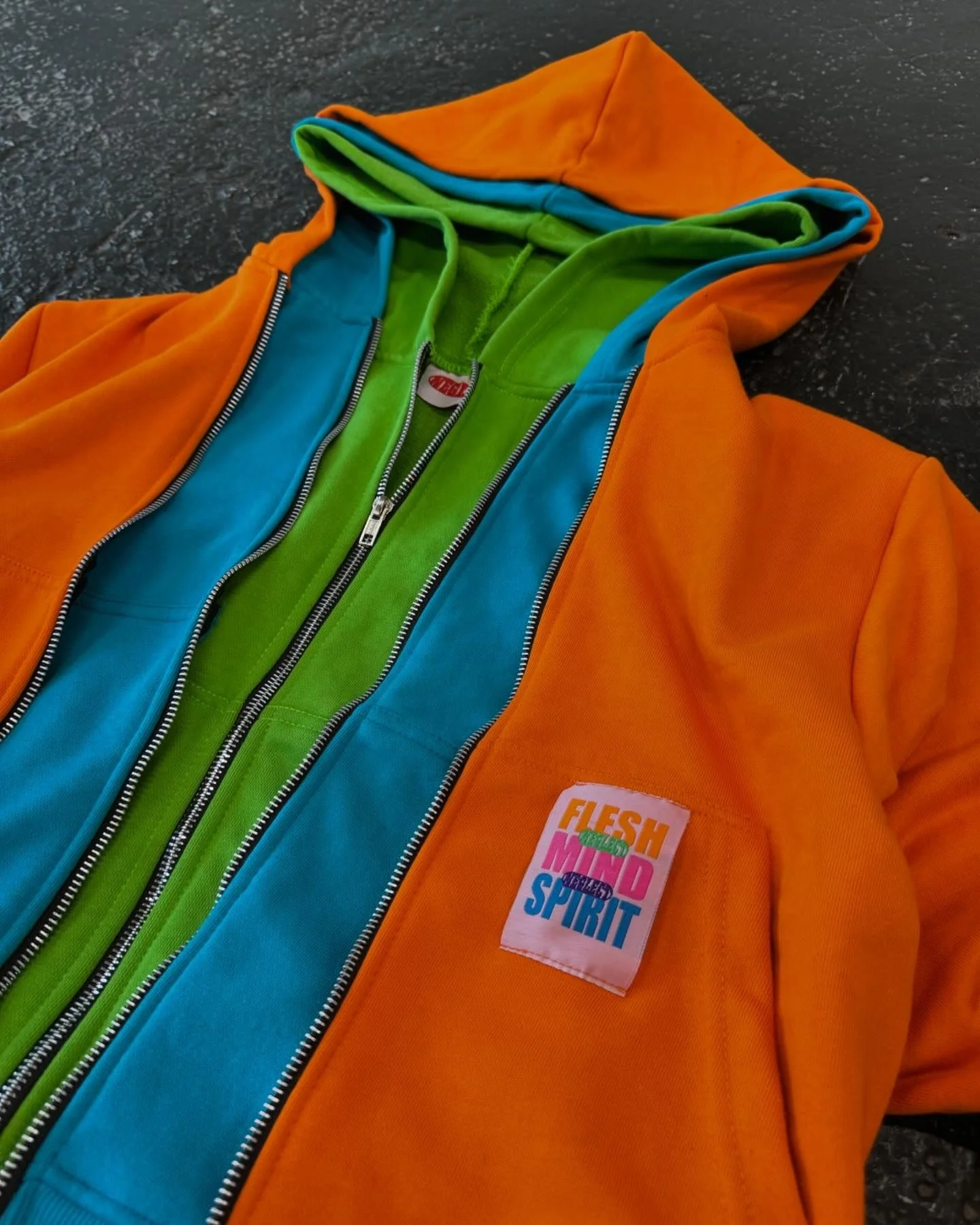 Salati Custom Unisex Hoddie Jacket Zipup Heavy Blank Color Block Cut and Sew Three Triple Layer Oversized Zip up Hood Hoodie Men gallery 4