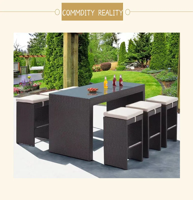Outdoor Furniture China Rattan Table Wicker Bar Dining Patio Furniture