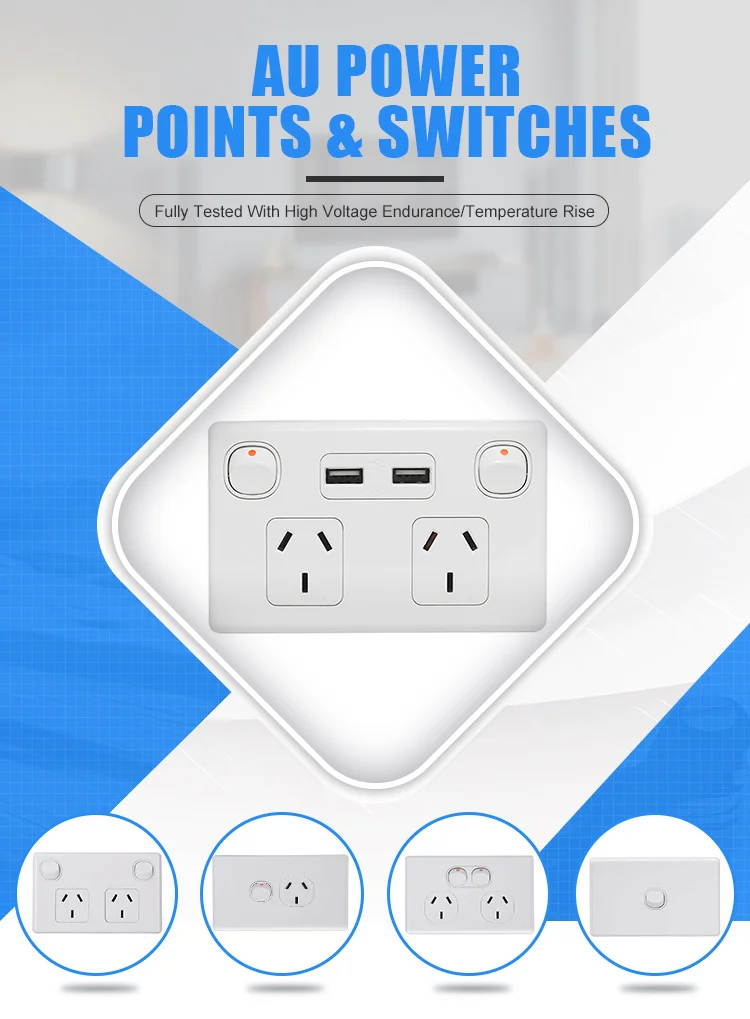 SAA 3 Pin Electrical Power Point with USB Ports Plug Socket Australia ...