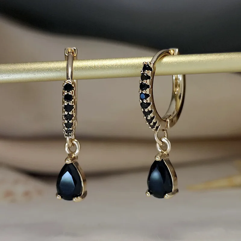 Luxury Gold-Plated Zircon Water Drop Earrings Set
