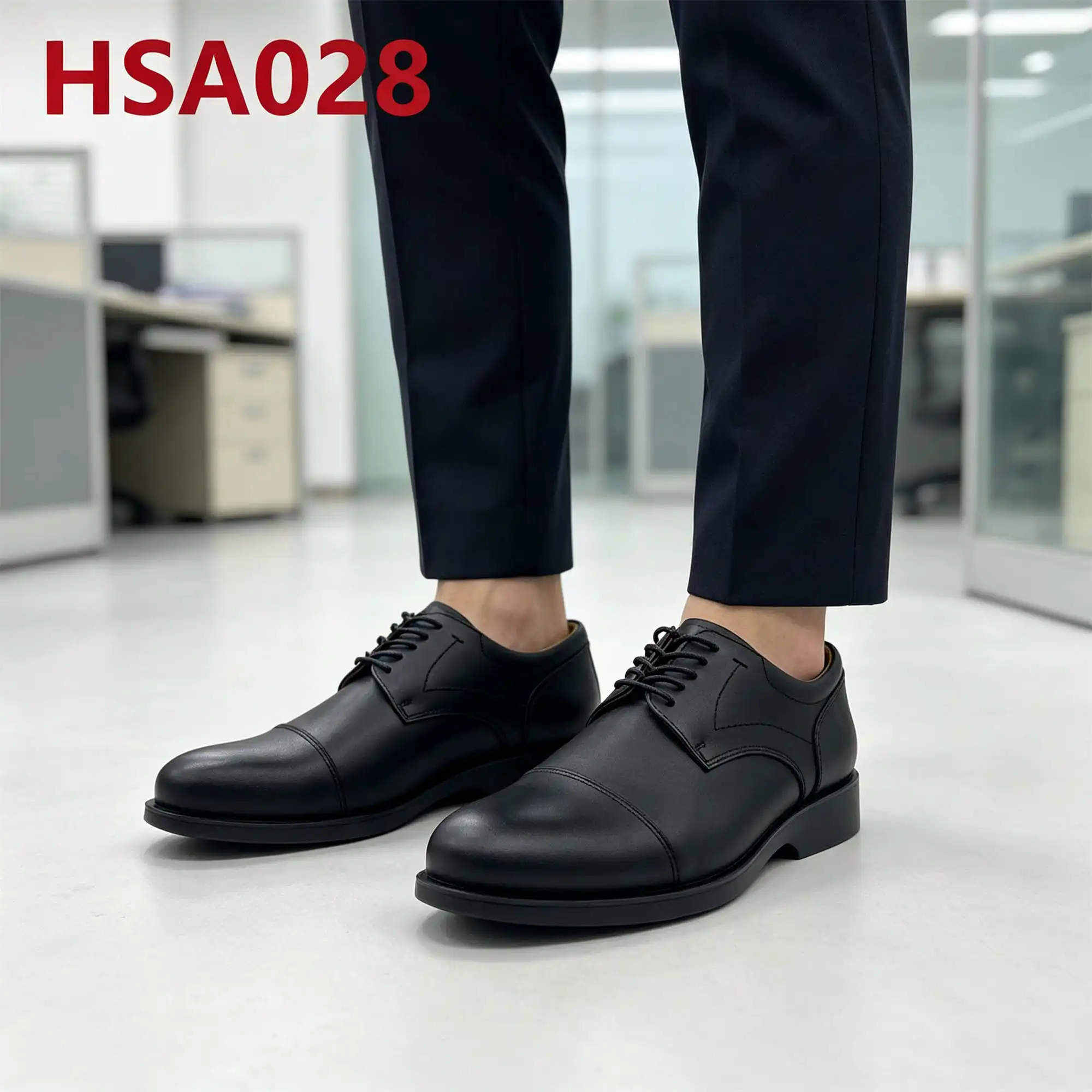 ZYF,Saudi Arabia Lace up Style Anti-odor Insole Men Leather Shoes Double Joints Design Round Toe Hua Singh Uniform Shoes HSA028