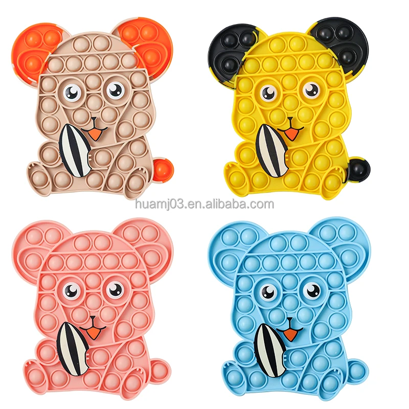 Прямая продажа с завода, новинка, красочные силиконовые игрушки для снятия давления, Поппер пузырьков в виде животных, смягчающие игрушки