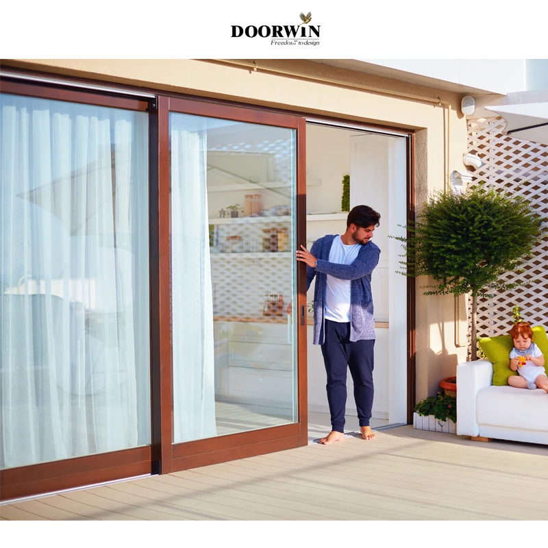 Verified Pro Doorwin Wood Frame Double Glass Safety Heavy Duty Multi Panel Lift and Sliding Doors Patio Door