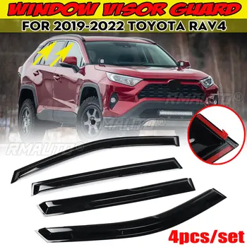 New Set Black Car Side Window Visor Guard Vent Rain Guard Door Visor Cover Trim For Toyota For RAV4 2006-2022 Awnings Shelters