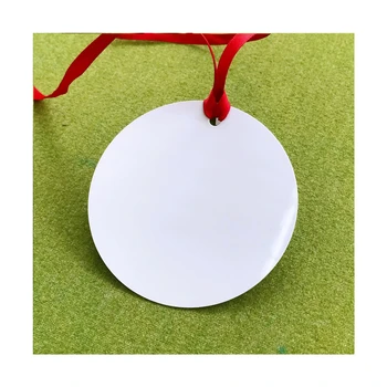 2022 Custom Sizes 3.5" Round Discs Xmas Tree Ornaments Gloss White Blank Dye Aluminum Sublimation Printing First Xmas Ornament