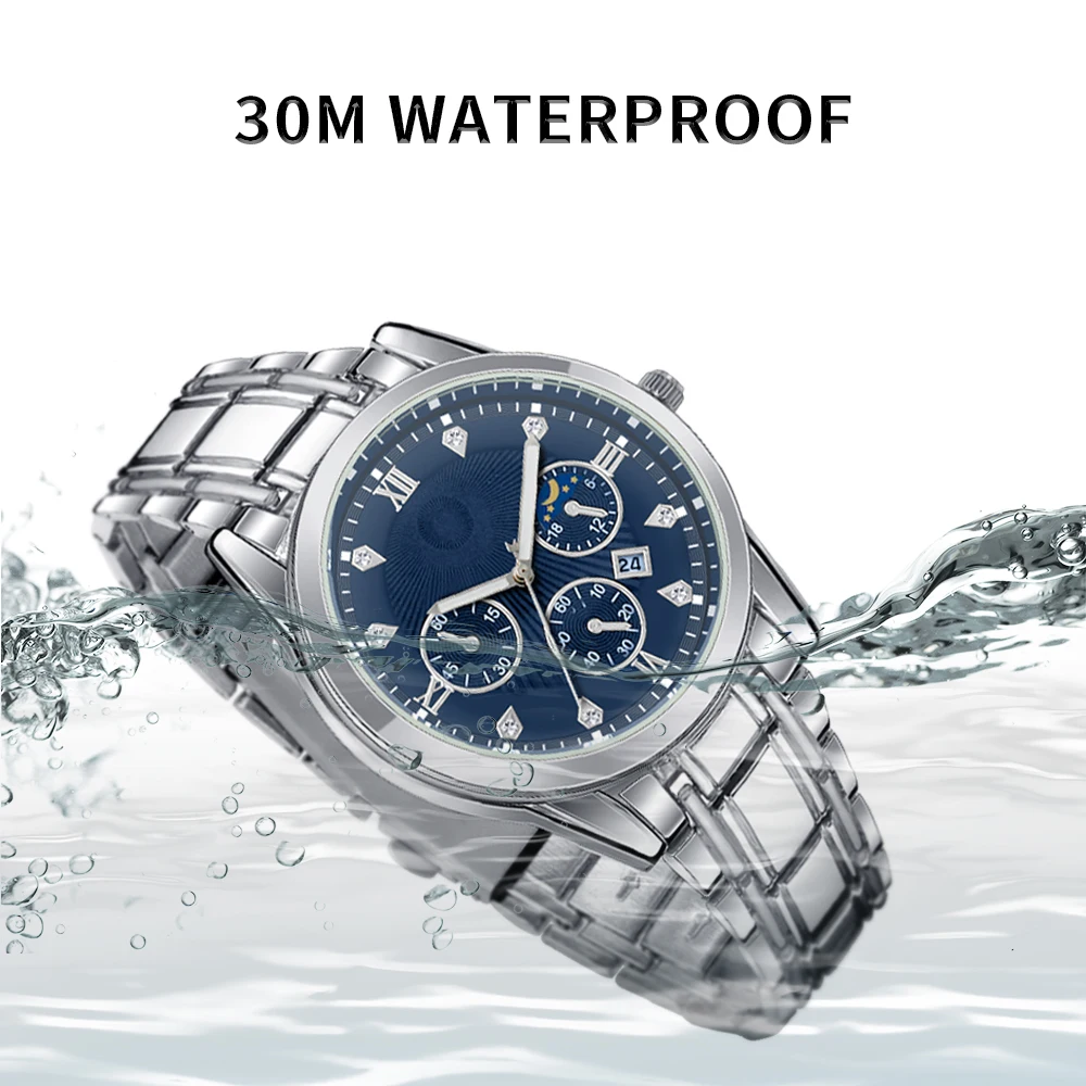 Fashion Men Black Excel Watch Japan Movement Quartz Atm Waterproof  Stainless Steel Back Men Wrist Exactime Quartz Watches