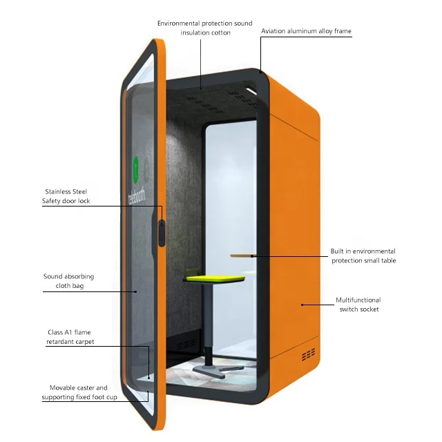 Telebooth Customized Soundproof Office Pod Removable Soundproof Phone Booth