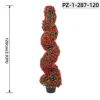 Green with Red Rose Floral Short Spiral Topiary (120cm / 3.93ft)
