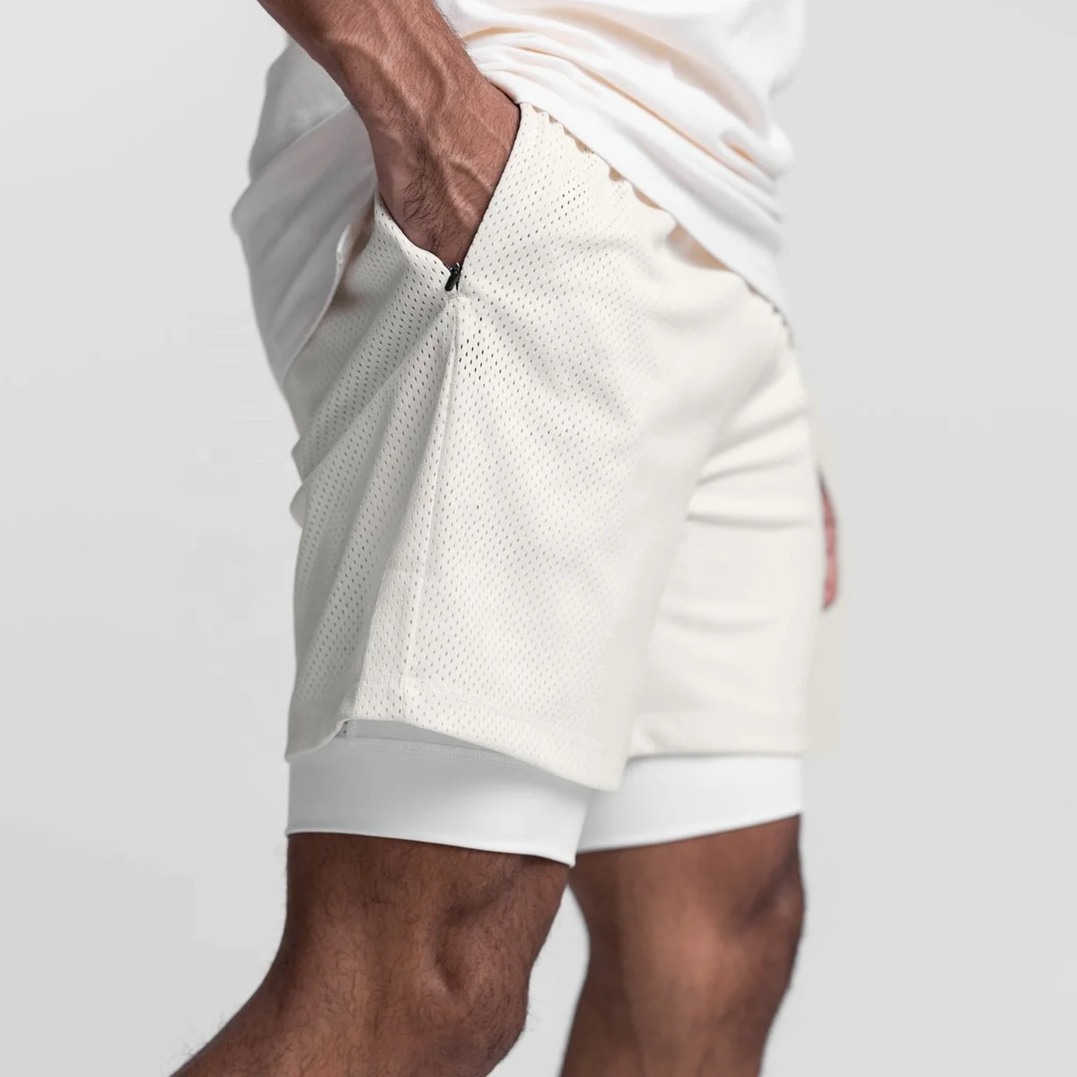 Wholesale Custom Training Essentials 2 In 1 Jogger Athletic Breathable Mesh Running Fitness Wear Dry Fit Gym Shorts For Men
