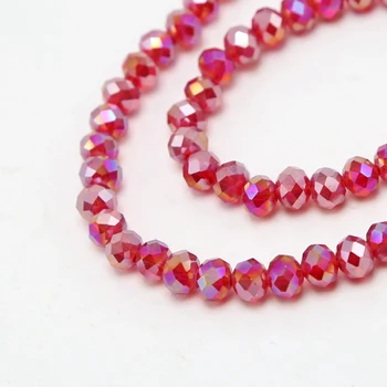 4x6mm Faceted Rondelle Red Glass Beads for Jewelry Making