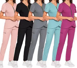 Custom Logo Woven Comfortable Women's Nurse Medical Uniforms Scrub Set-Wholesale Stretch Hospital Use