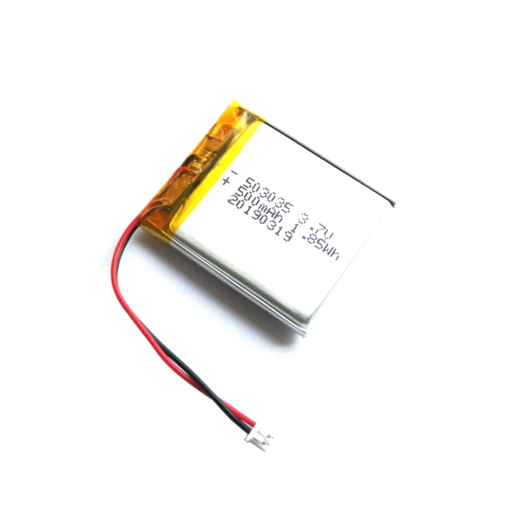 CE approved rechargeable lipo 3.6v 500mah battery li po 503035 lipo battery 3.7v 1.85wh 500mah li ion polymer battery