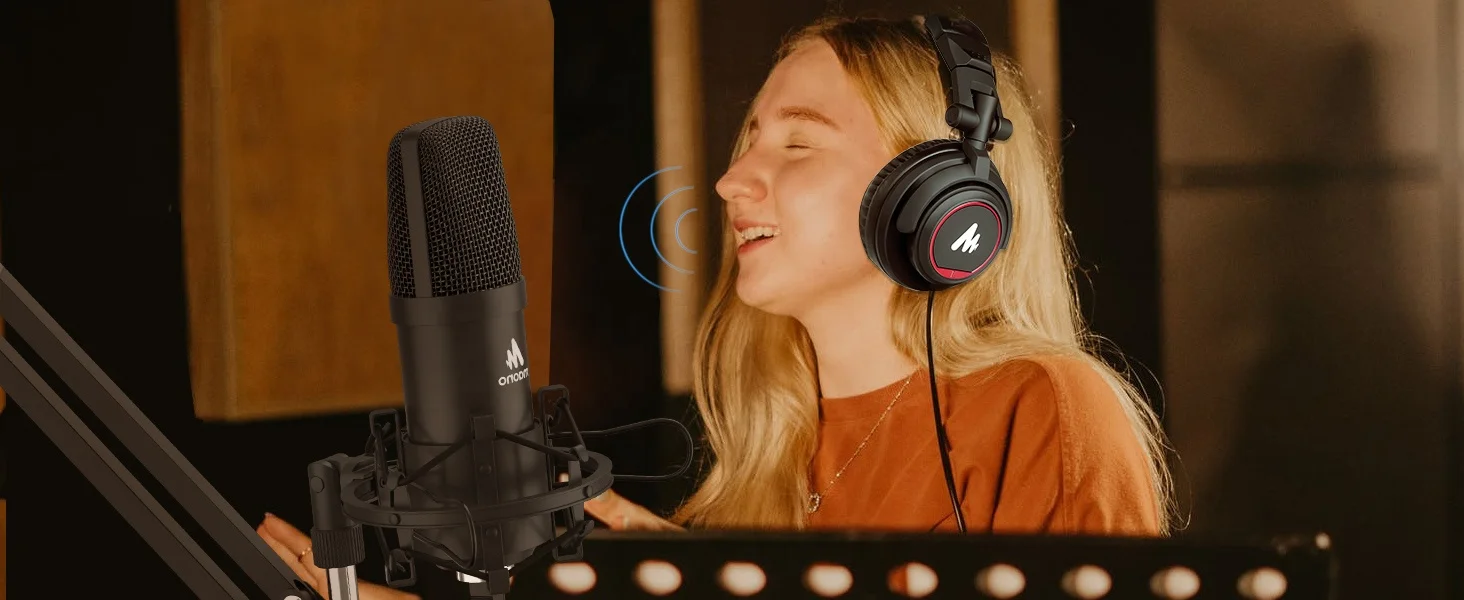 
 Компьютерный микрофон, Студийный конденсаторный микрофон, микрофон для подкастов с наушниками DJ с функцией монитора  