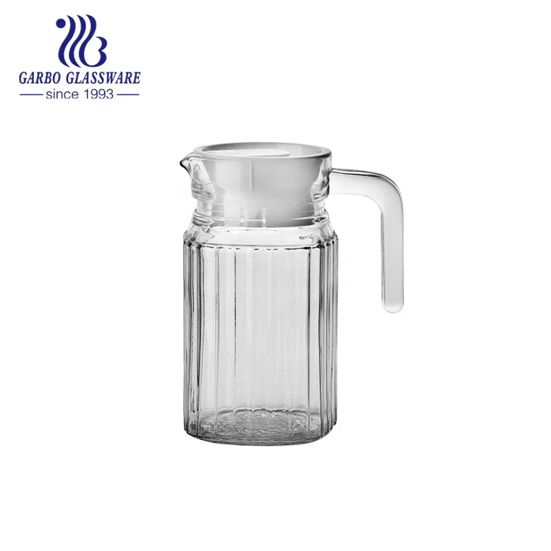 OSALADI Jarra de vidrio con mango de tapa para agua de cristal, jarra de  agua de cristal, para hervir líquido, frío, jugo de té caliente,  transparente