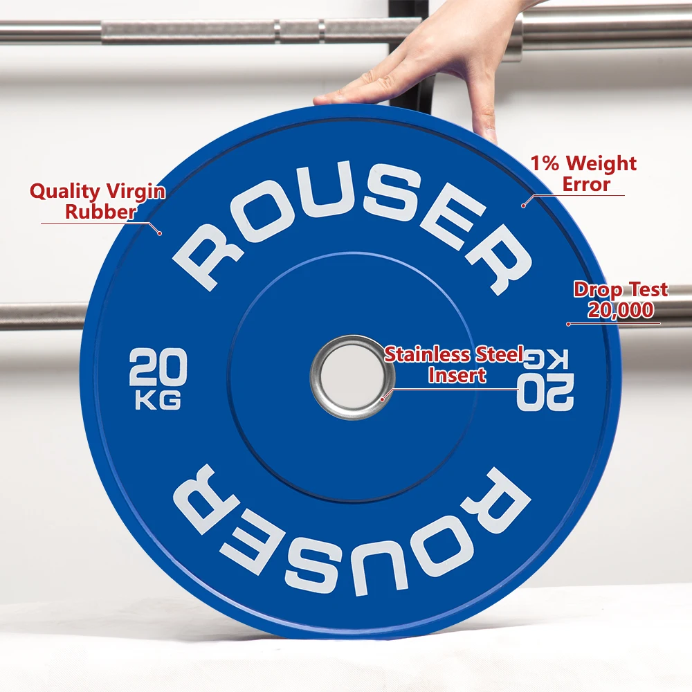 Rouser Fitness KG Virgin Rubber Bumper Plates Color Barbell Weight Plates for Gym Weightlifting Training