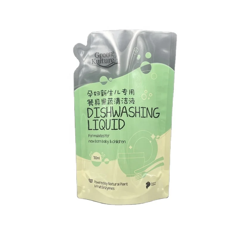 Printing Logo Less Plastic Stand up Spout Pouch 500ml Dishwashing Soap Refill Pouches 16.9 Fl. oz Eco-friendly Refill Pouch