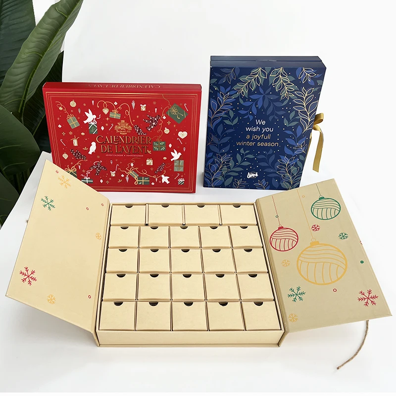 Factory Wholesale Christmas Luxury Advent Calendar Packaging Box Cosmetic Advent Calendar With Drawers Box manufacture