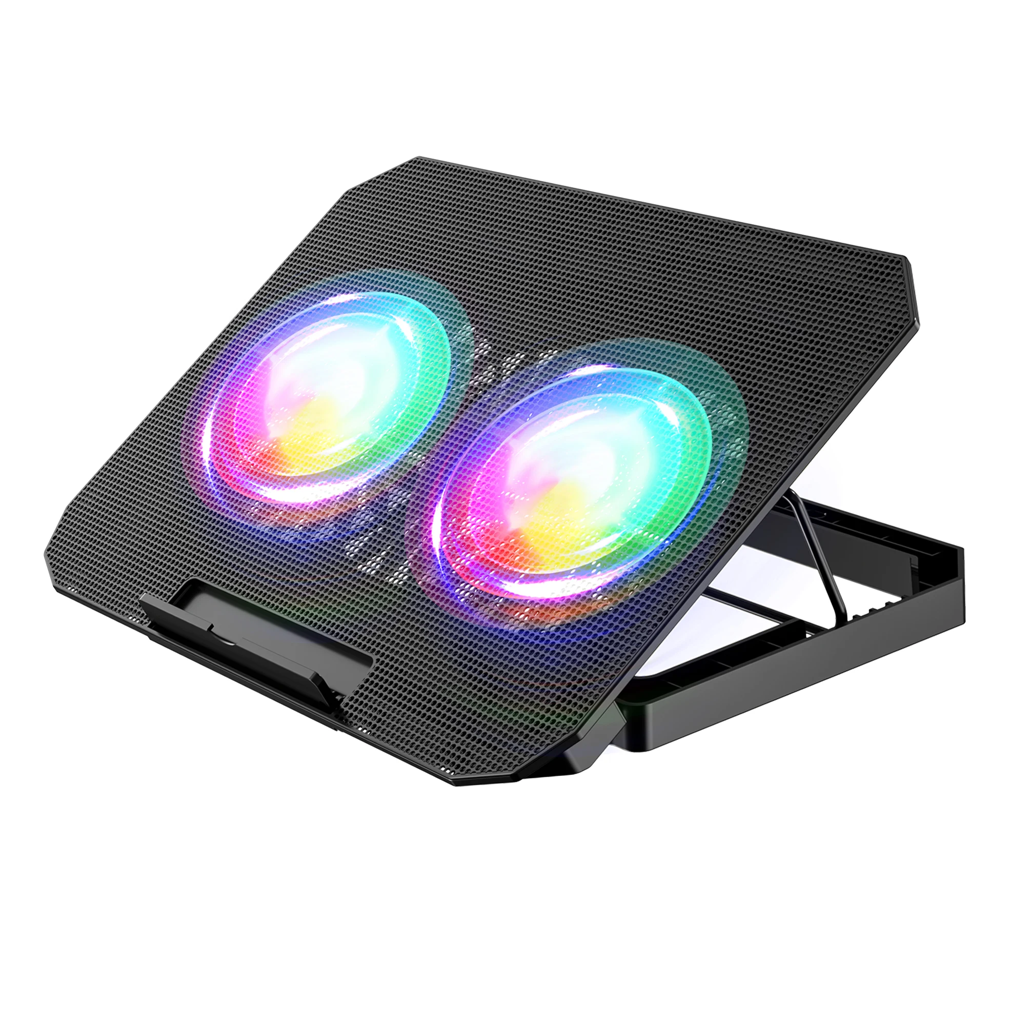 Dual-fan laptop cooling stand — Black