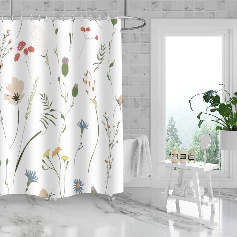 2024 горячая Распродажа украшение дома маленькая Цветочная занавеска для ванной комнаты водонепроницаемая душа